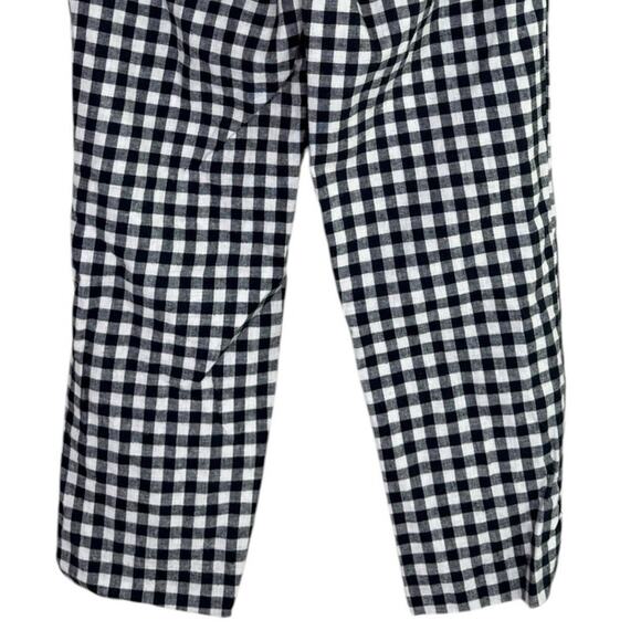 J Crew Holland Linen Straight Leg Checkered Pants Ankle Pockets 00 Black White - Picture 6 of 14